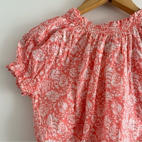 Y2K Cottage Core Boho Blouse Paisley Cotton Smocked Button Crop Top Peasant - Picture 11 of 13